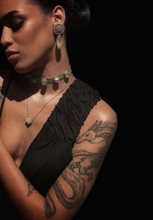 Choker con cuarzo aureado